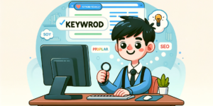 웹사이트 최적화를 위해 키워드 연구에 몰두하는 모습